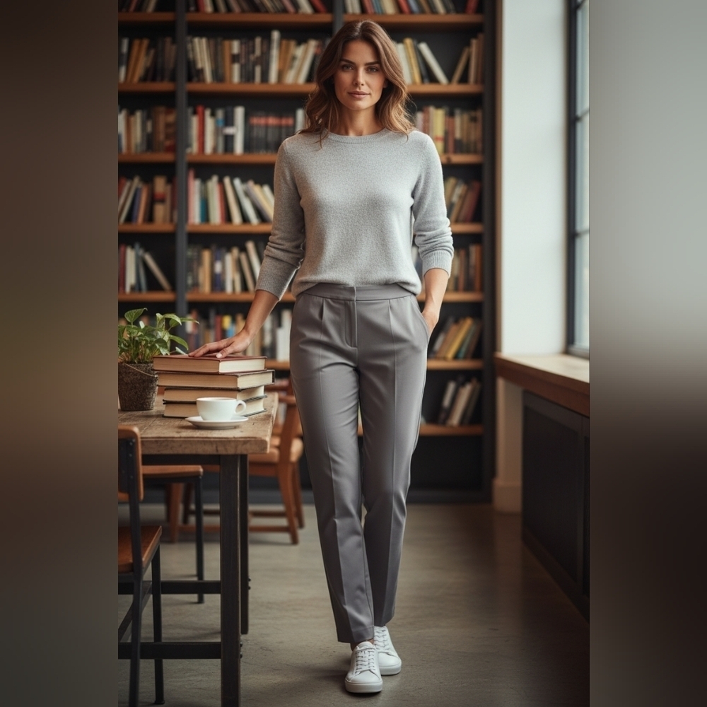 Jules & Leopold -Gray Casual Ankle Pants W/Front Pockets Elastic Waist, Size S/P